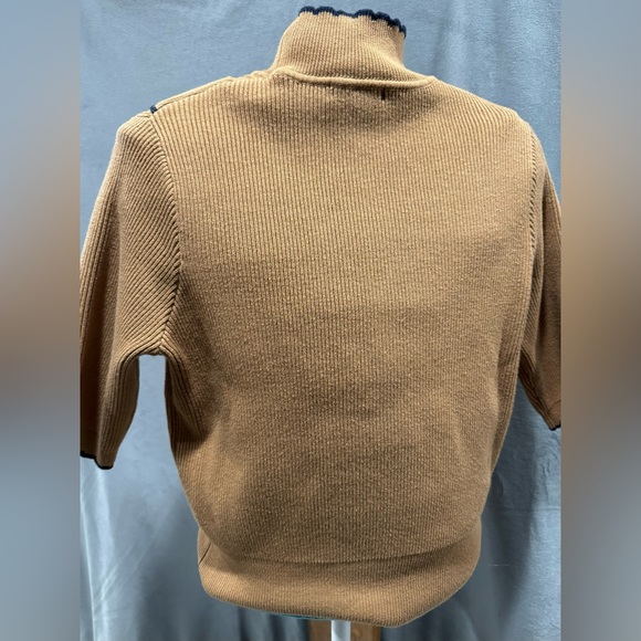 Ganni Harrison Y2K Pullover in Tobacco Brown w/ Navy Details S/M (no tags) - Picture 6 of 8